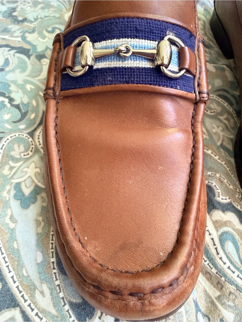 Smathers & Branson Darcy Stripe Downing Bit Chestnut Brown Leather Loafers Sz 11 - Picture 3 of 11